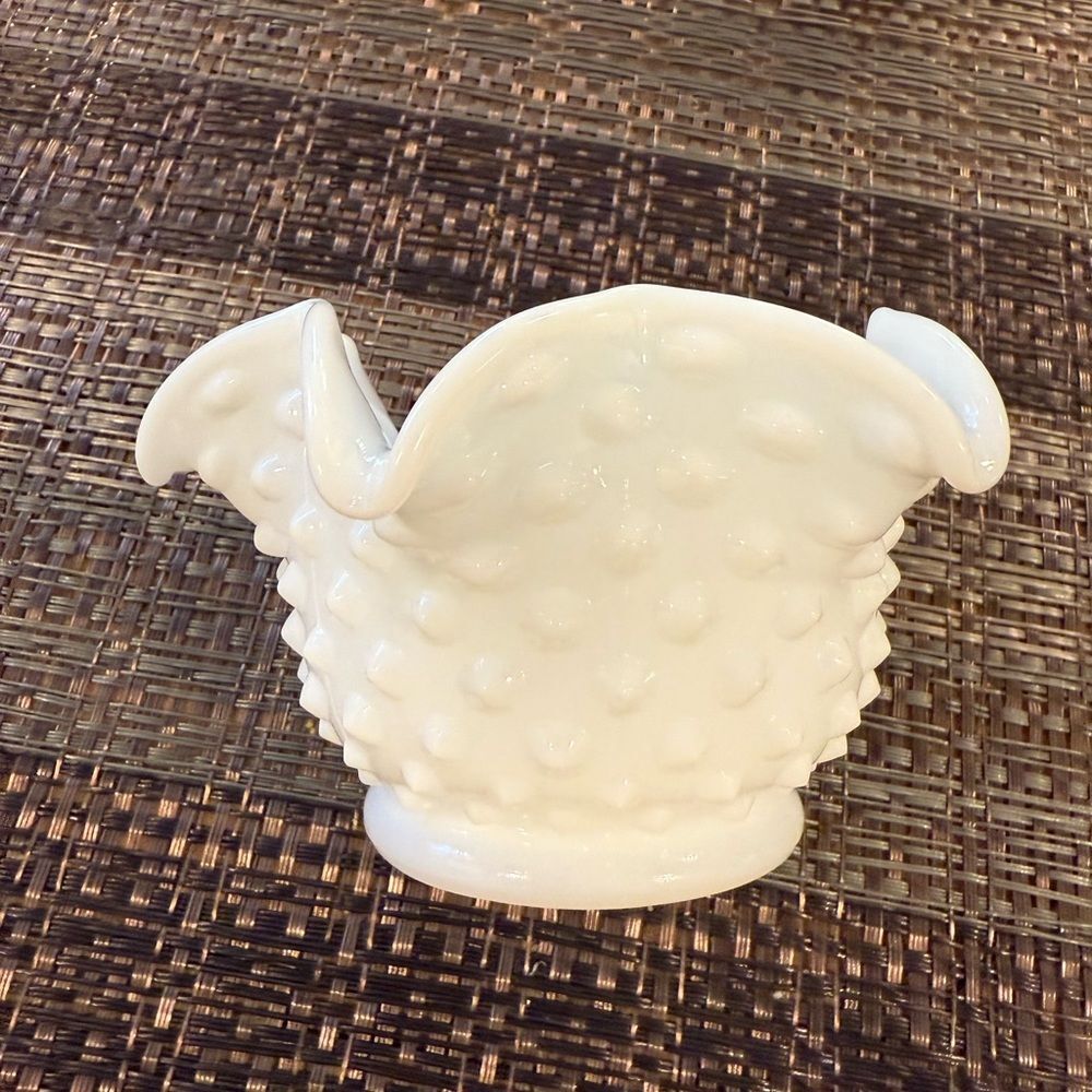 Vintage Small White Hobnail Milk Glass Vase